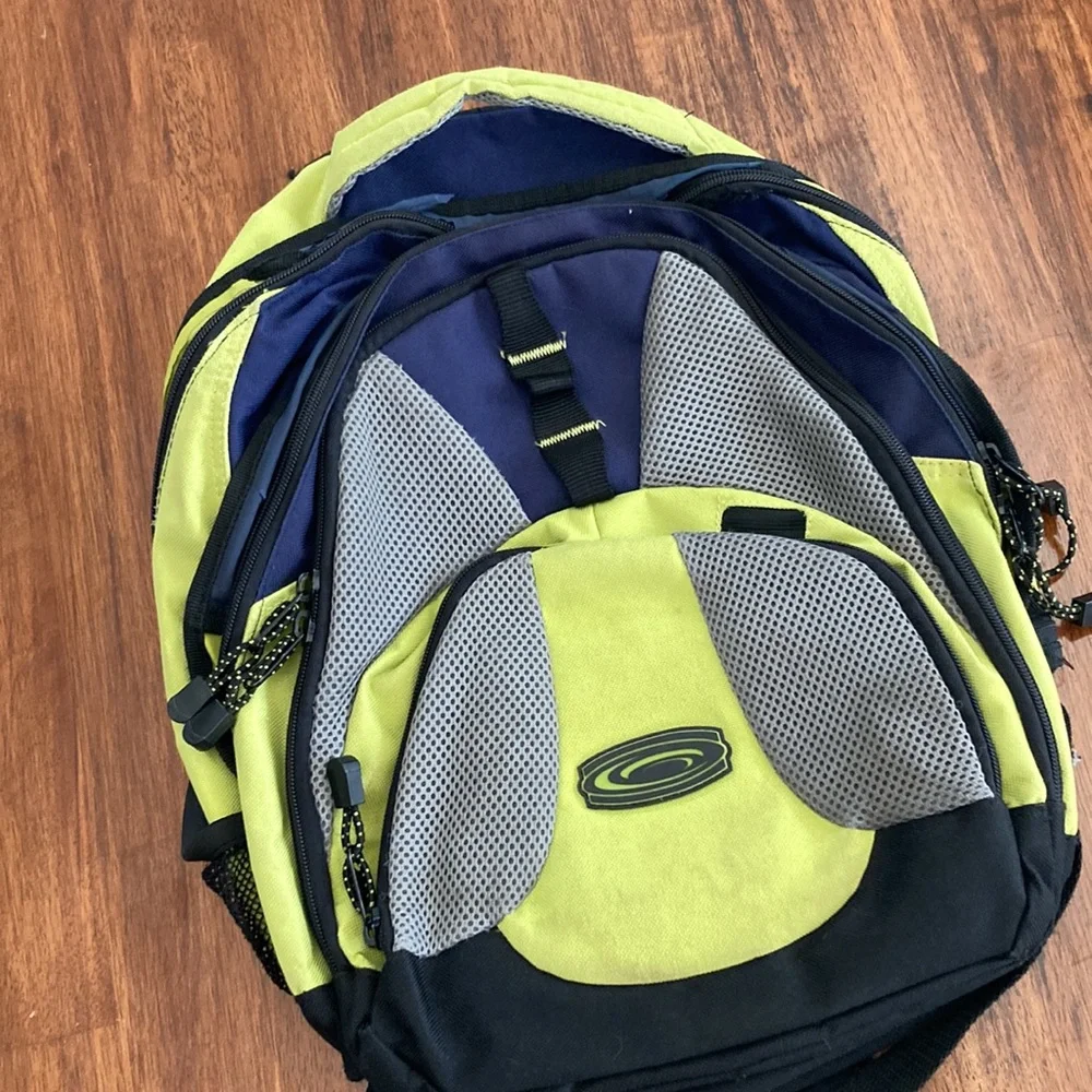 Target Technical Backpack 7+ Compartments Blue Green Pack Carryall Laptop Mesh